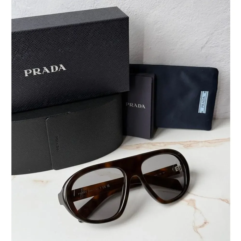 NEW Prada PR C05S Aviator Sunglasses in Havana Grey $578
